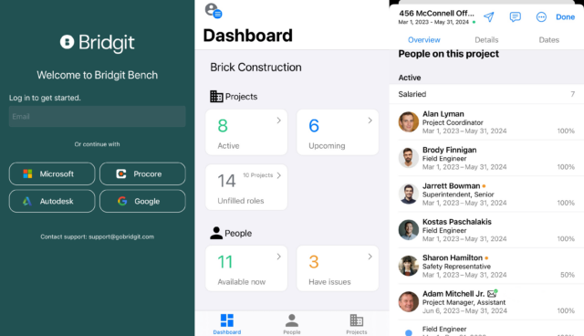 Screenshots of Bridgit Bench for iOS